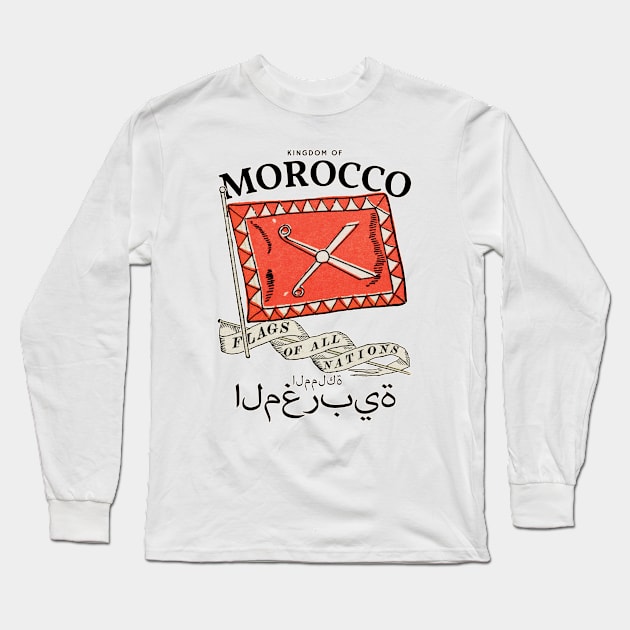 Vintage Morocco Country Flag Long Sleeve T-Shirt by KewaleeTee